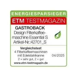 Filterkaffeemaschinen*GASTROBACK Design Filterkaffeemaschine Essential S